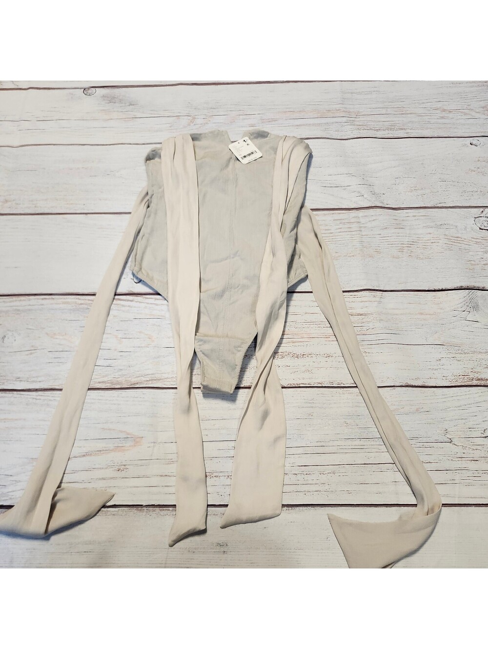 Intimately Free People Beige Bodysuit with Long Ties Size XS NWT